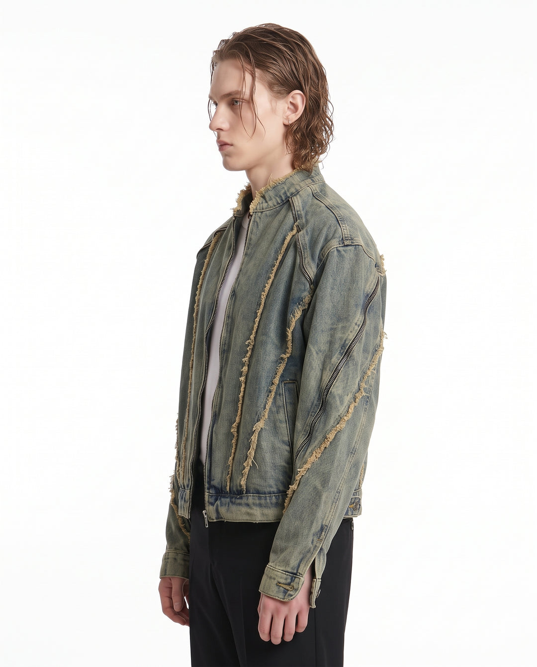 Distressed Denim Jacket na3197