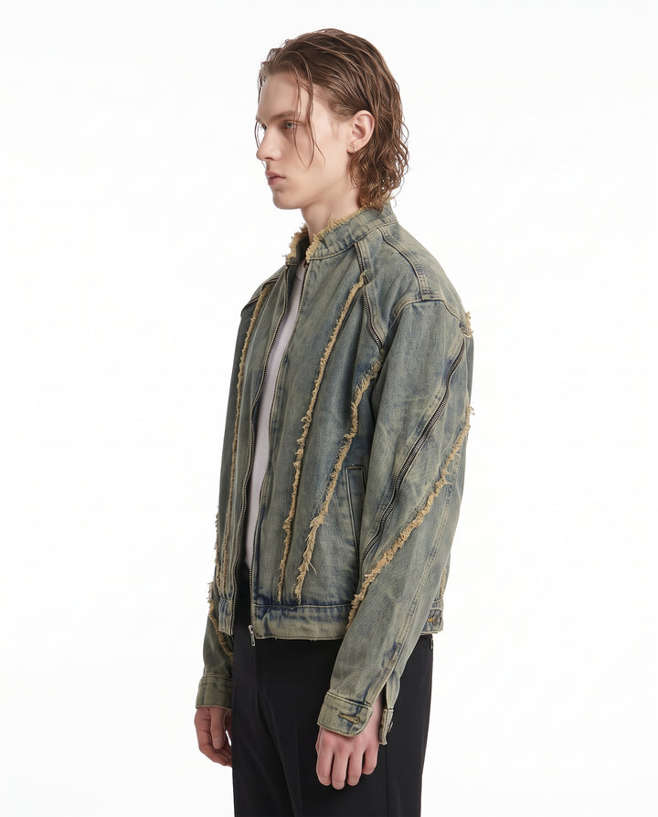 Distressed Denim Jacket na3197