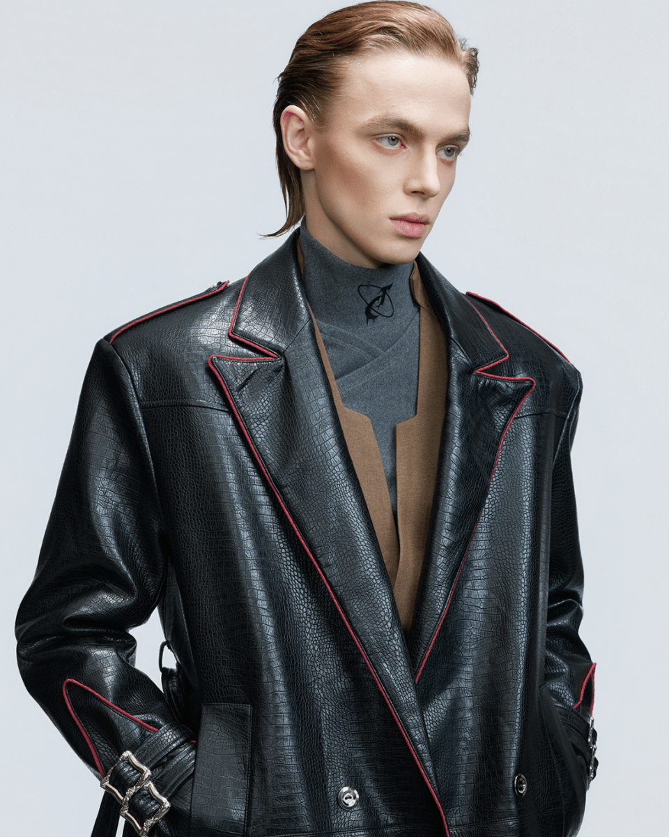[ArguE CulturE] Noir Blade Leather Trench na2258