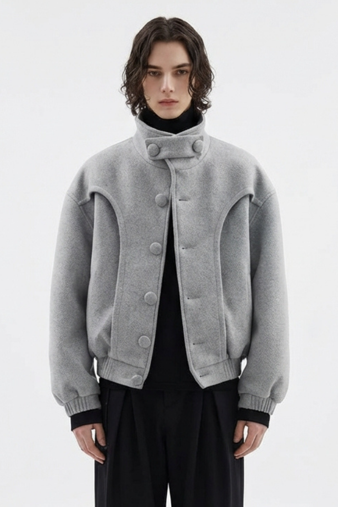 Tailored Stand Collar Short Jacket na2360 