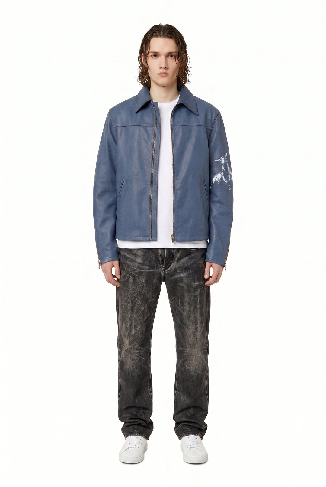 Graphic Leather Jacket na2833