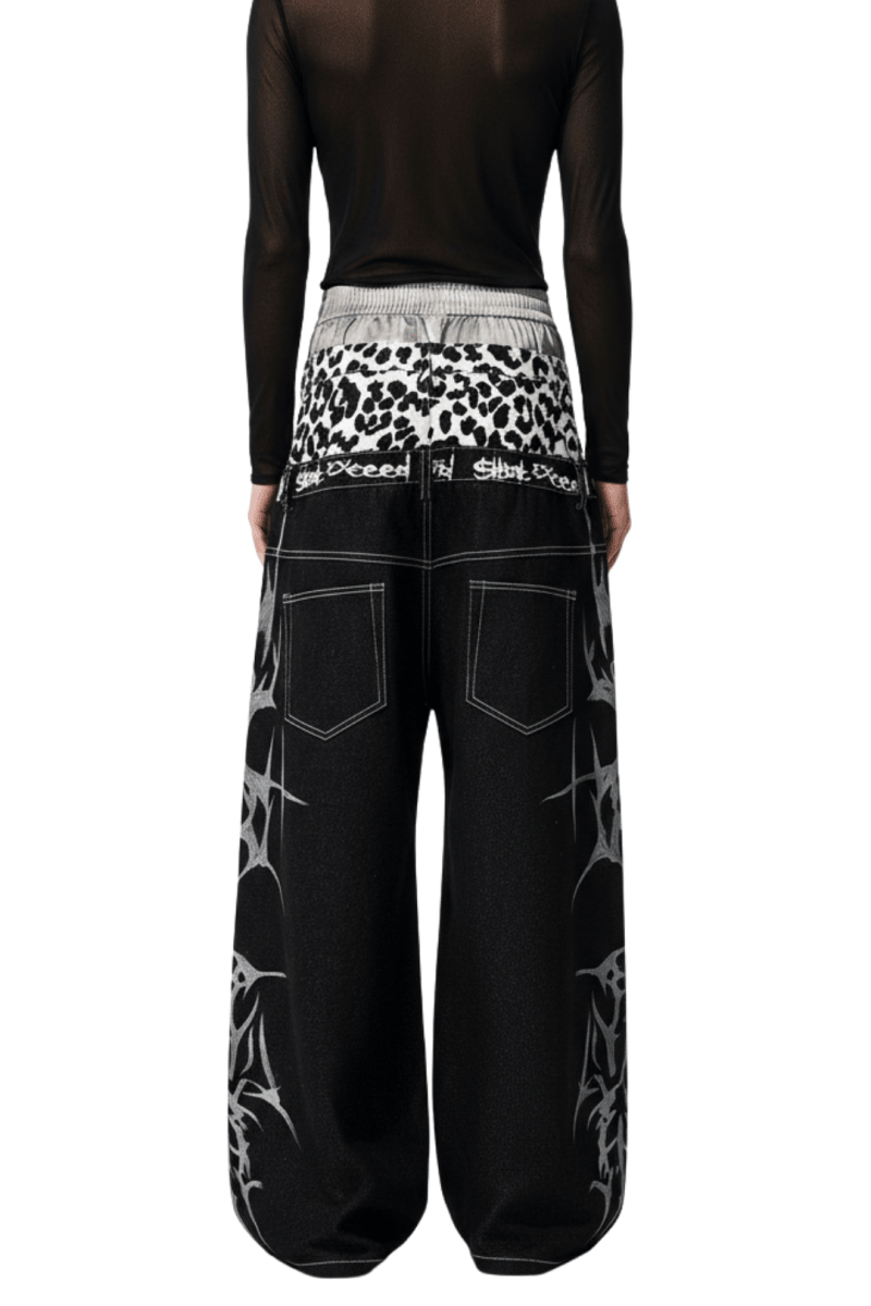 Tribal Flame Wide Denim Jeans  na2393