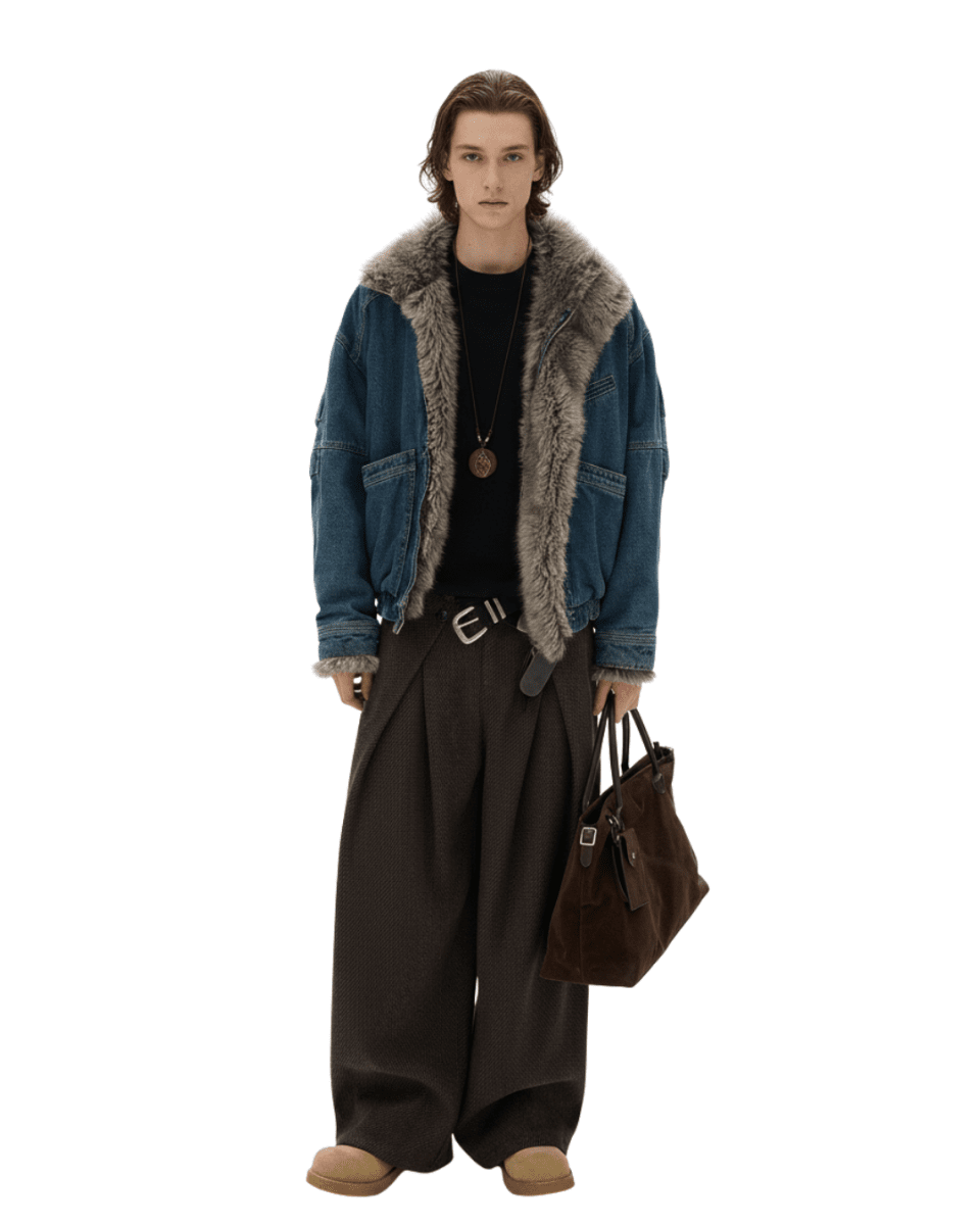 Fur Edge Denim Jacket na2313