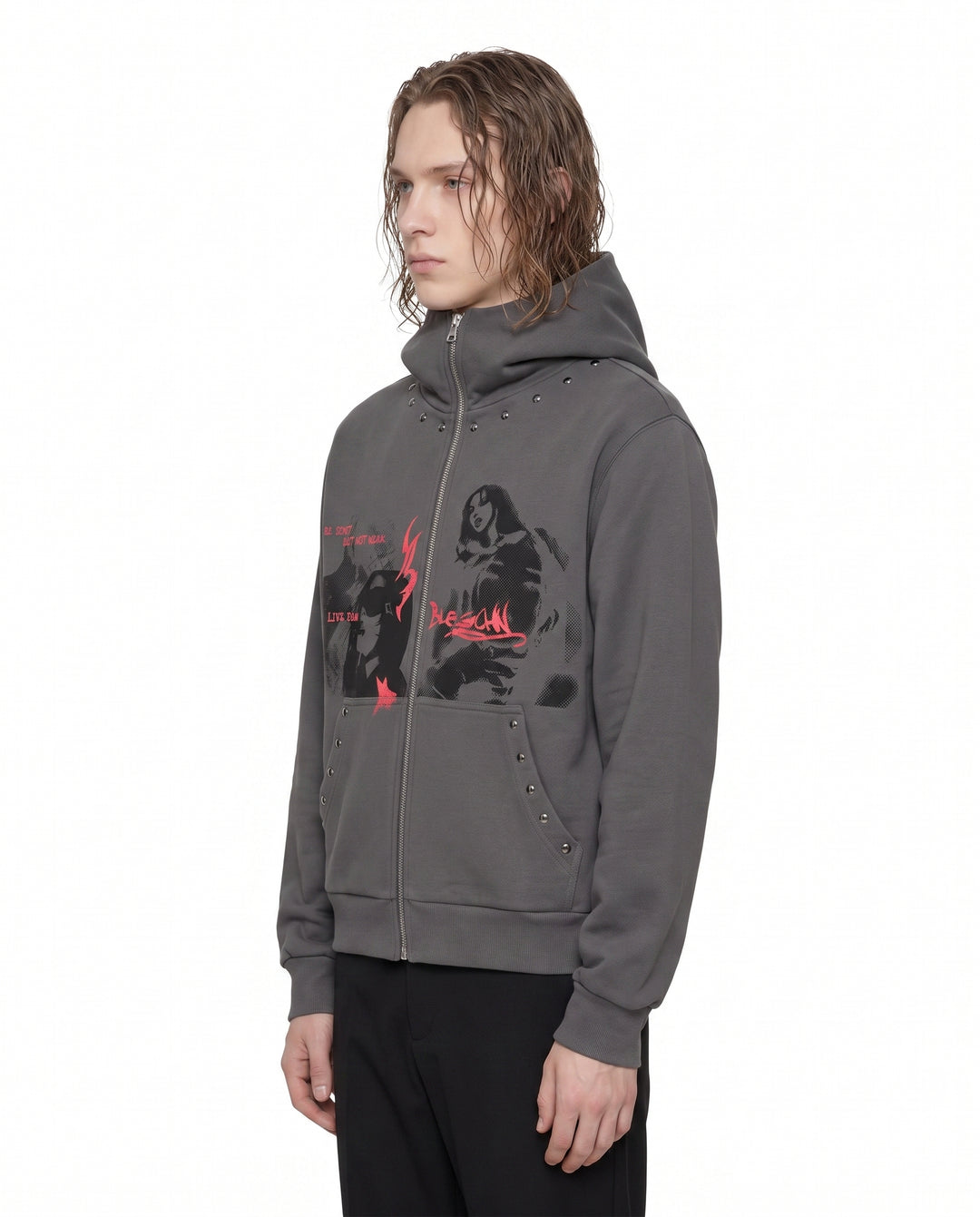 Studded Zip Hoodie na3021