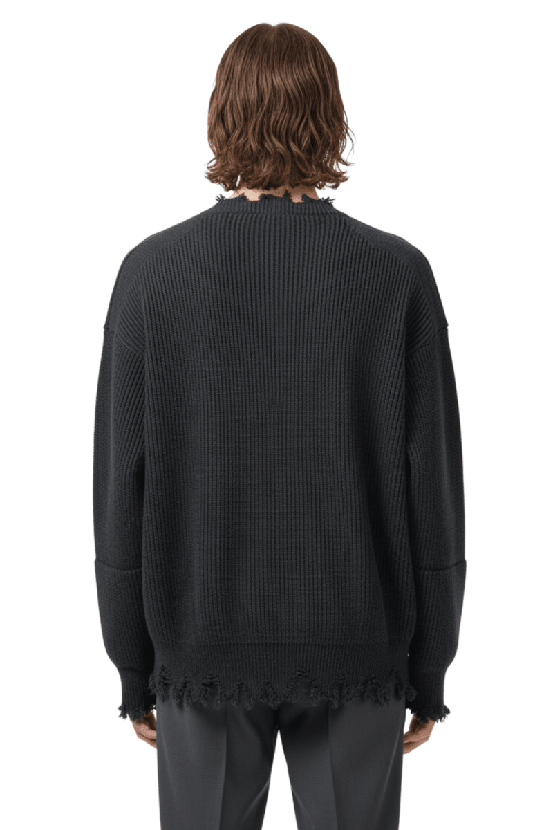 Frayed Hem Oversized Knit Sweater na2415