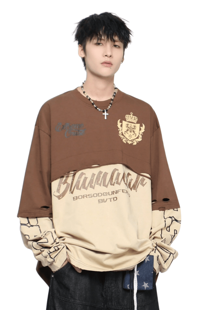 Cropped Overlay Long Sleeve Tee na2450