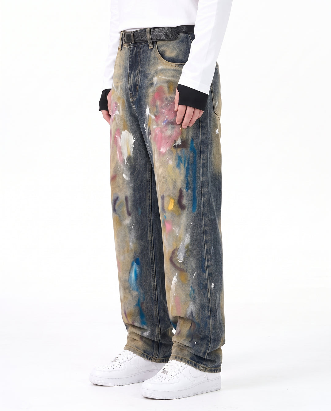 Painted Wide Jeans na3190