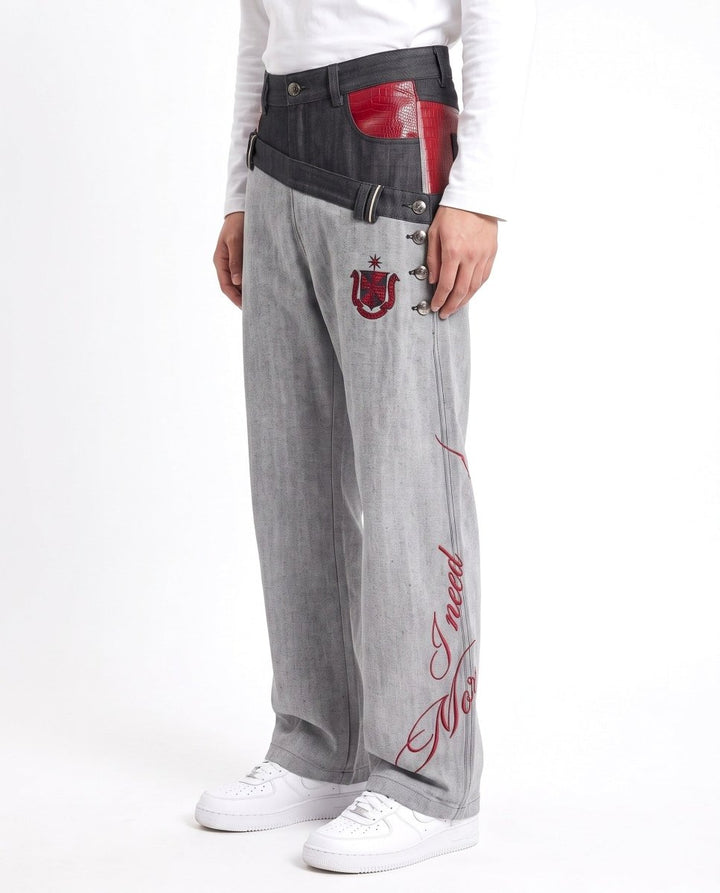 Patchwork Wide Jeans na3060