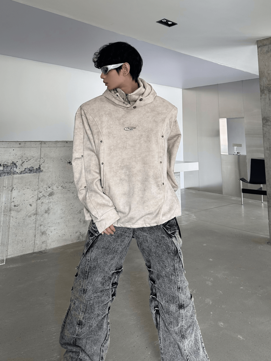 [MARTHENAUT] Double Layer 넥 False Two Design Hooded na985