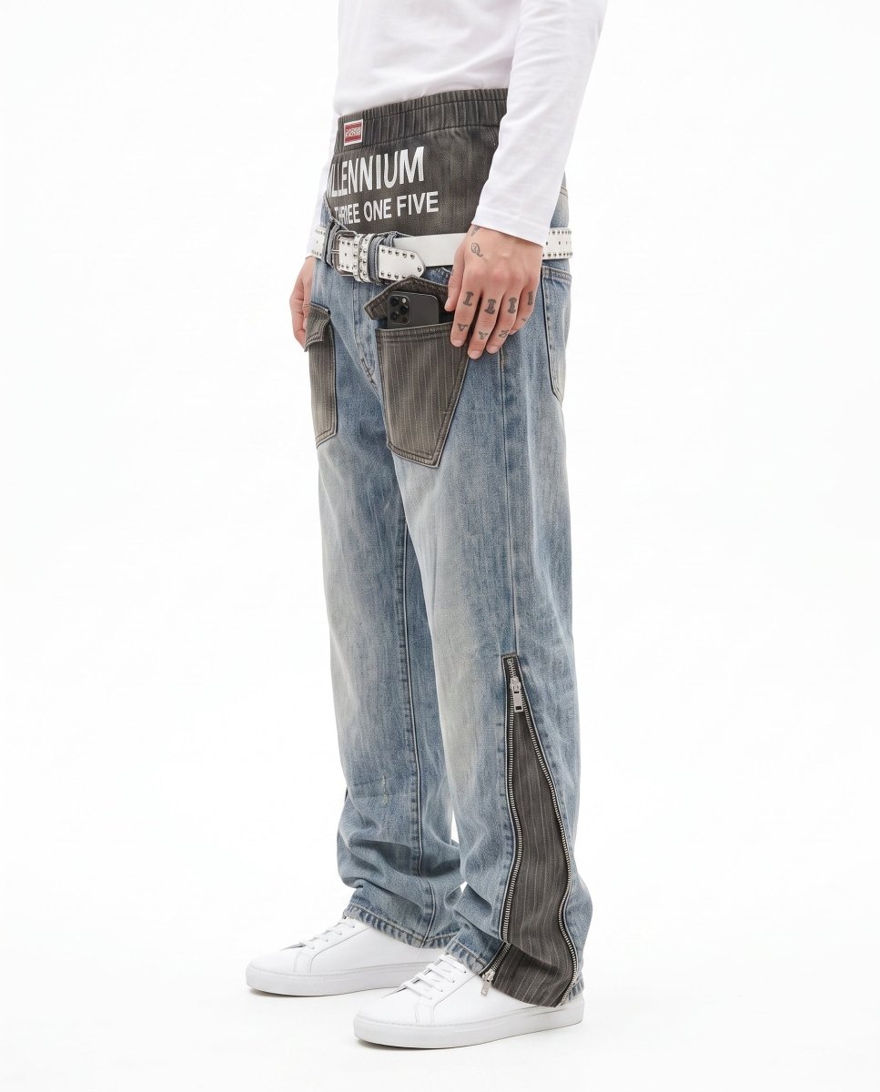 Layered Wide Jeans na3087