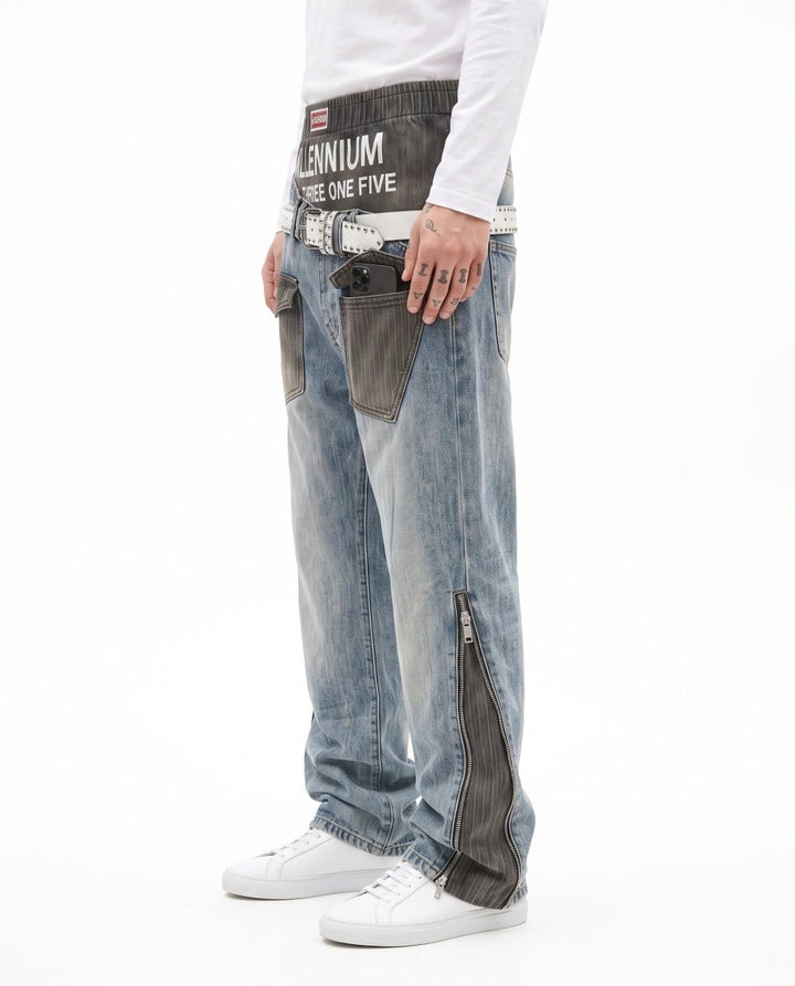 Layered Wide Jeans na3087