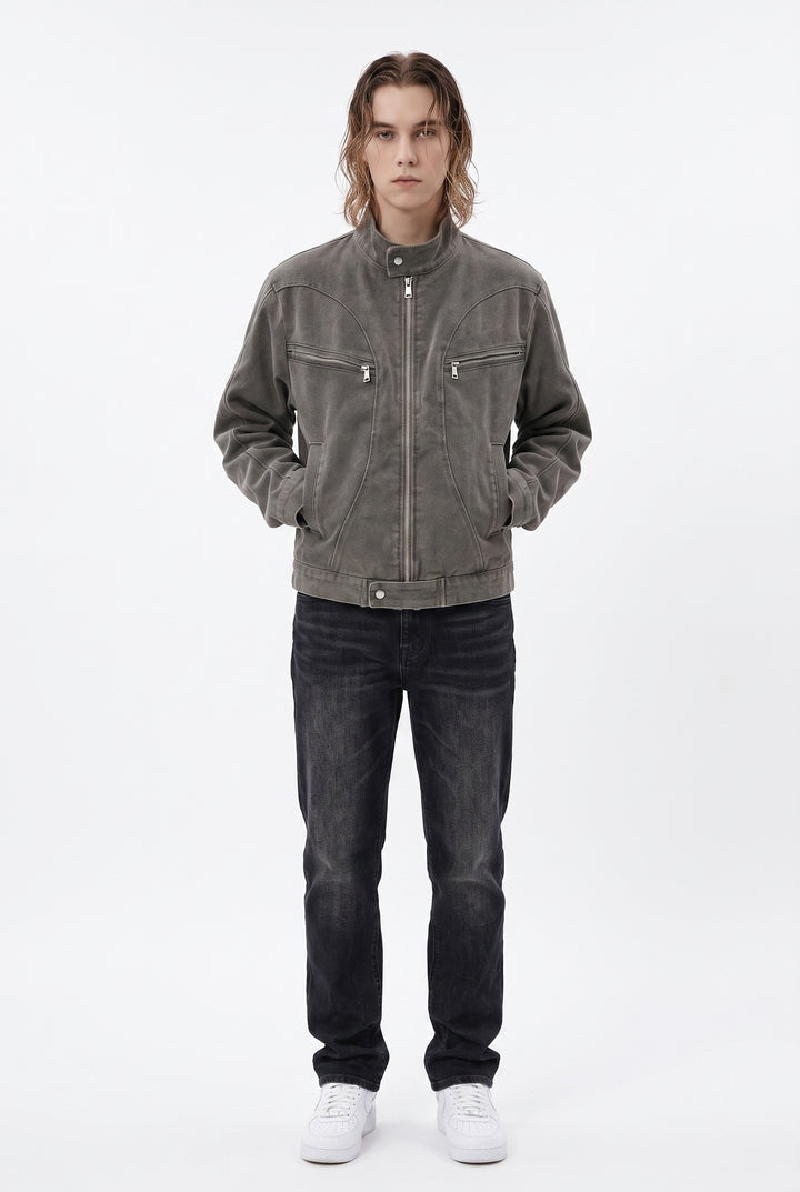 Washed Moto Jacket na2763
