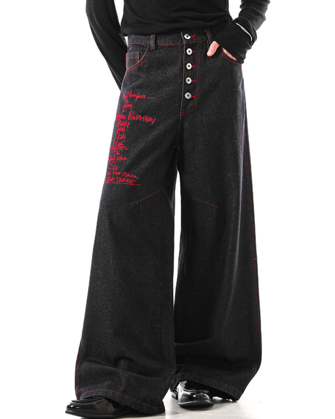 [BLANKIN]Written Trace Wide Denim na2283