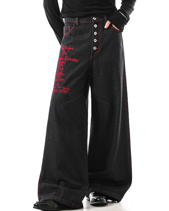 [BLANKIN]Written Trace Wide Denim na2283