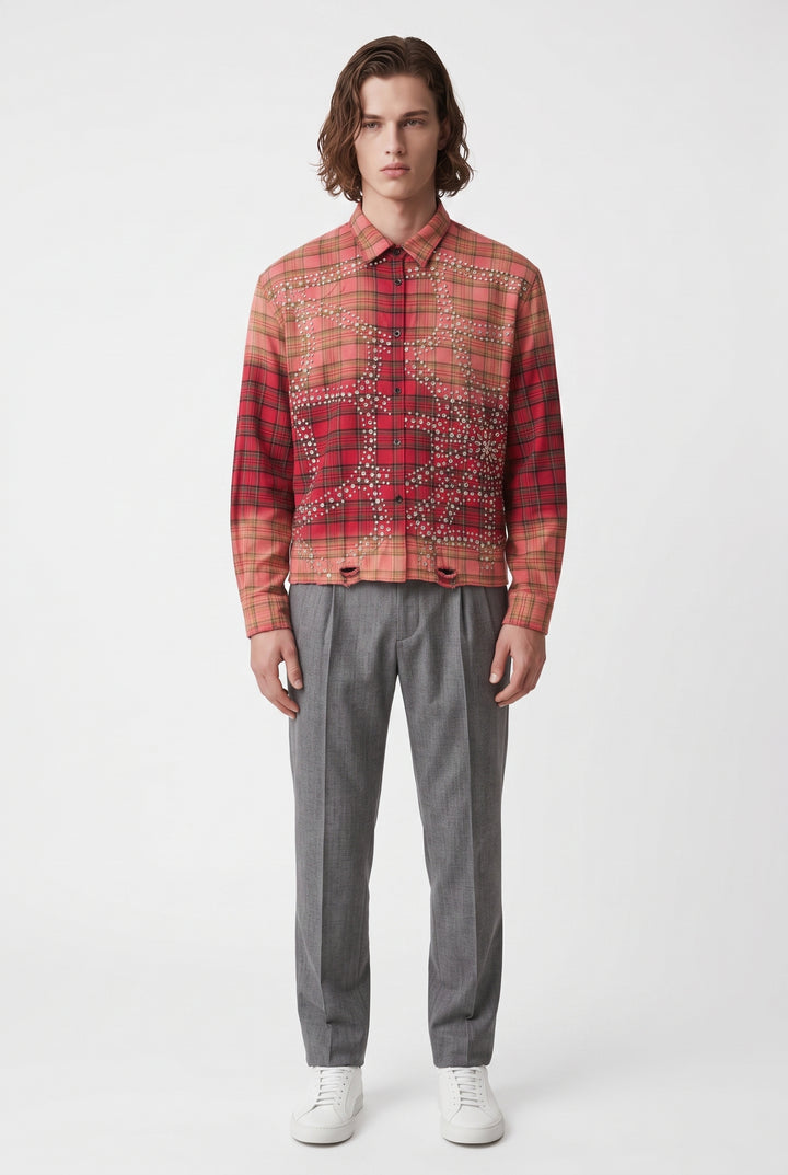 Rhinestone Plaid Shirt na2771