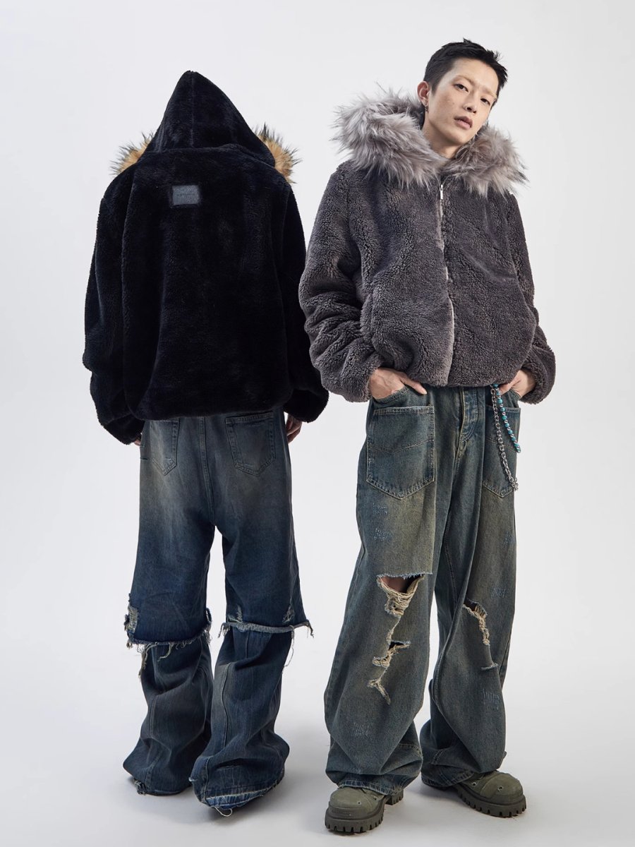 【ASHDARK】fur hooded cotton jacket na1741