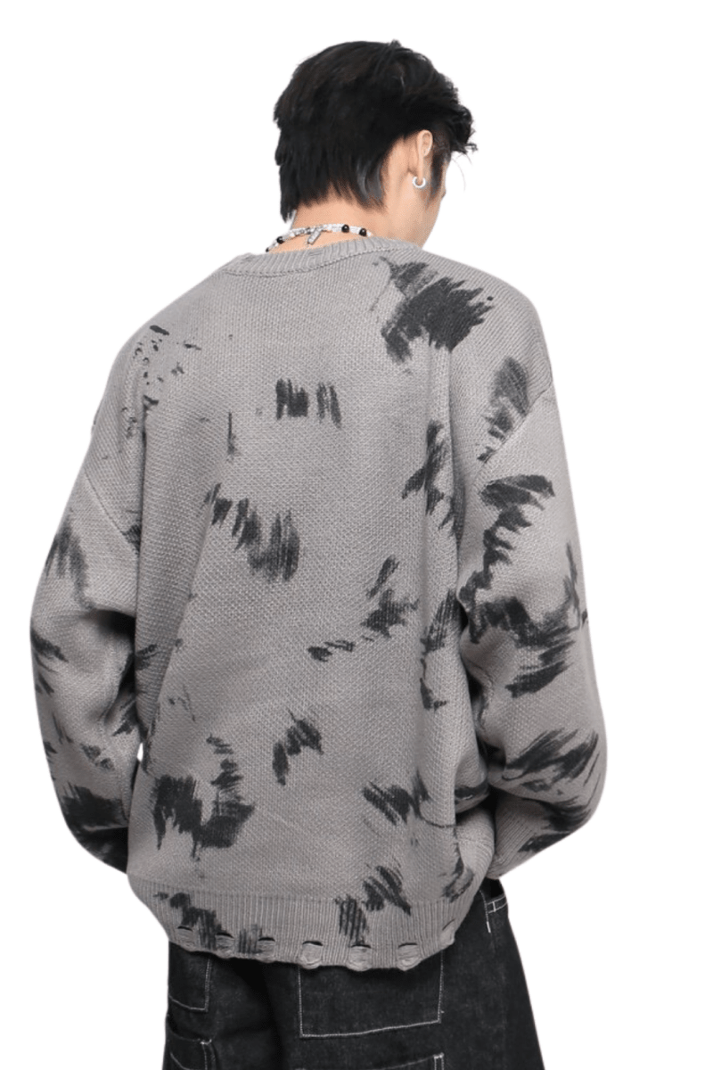Distressed Letter Knit Sweater  na2448