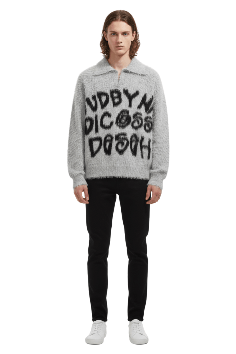 Fuzzy Statement Knit Pullover na2410