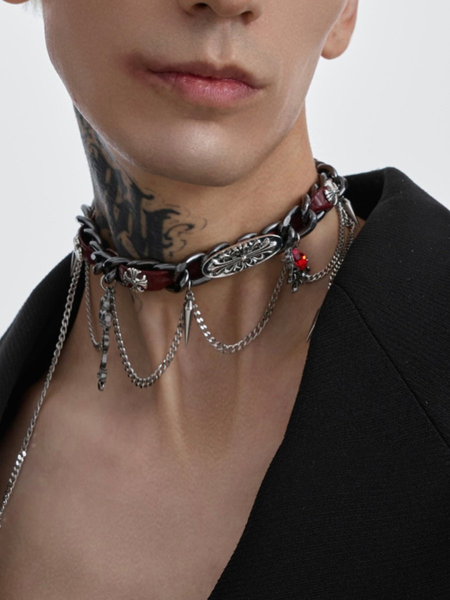 [Struc Ton] leather punk necklace na1448