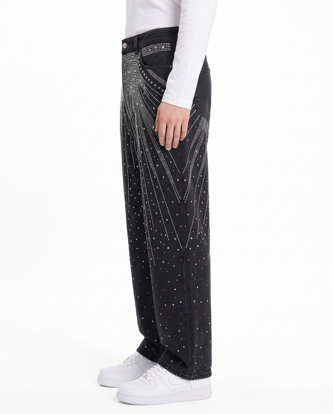 Rhinestone Denim Pants na3198