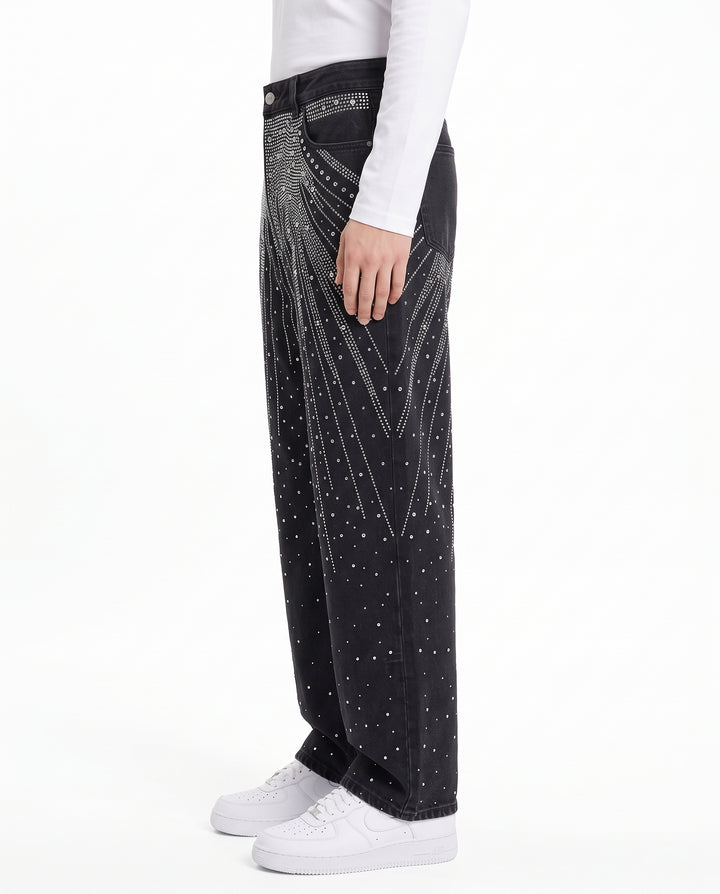 Rhinestone Denim Pants na3198