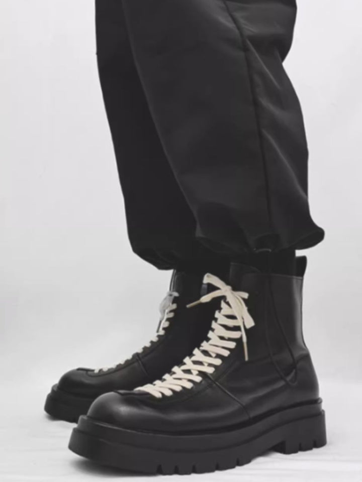 leather side zipper rider biker boots