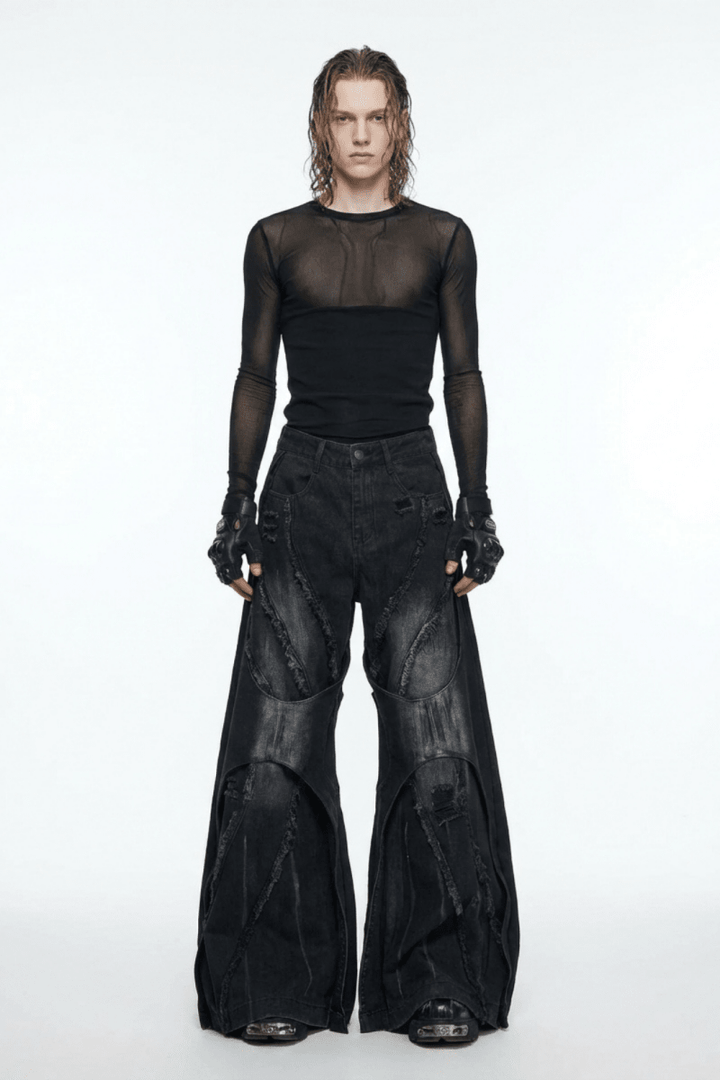 NOMANIAI Layered Flare Wide Pants na2370