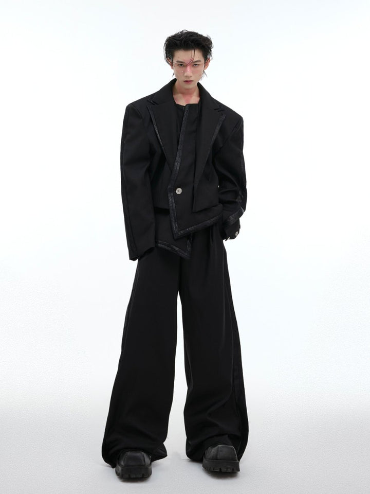 【CulturE】 Double Layered Irregular Jacket + Bottoms na1457