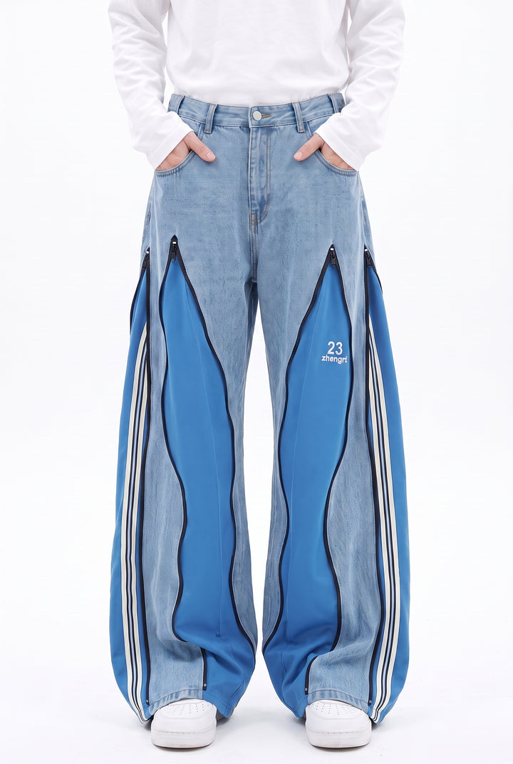 Patchwork Wide Jeans na2842