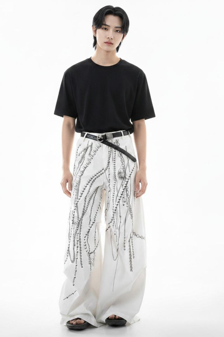 Wide-leg studs pants  na2611