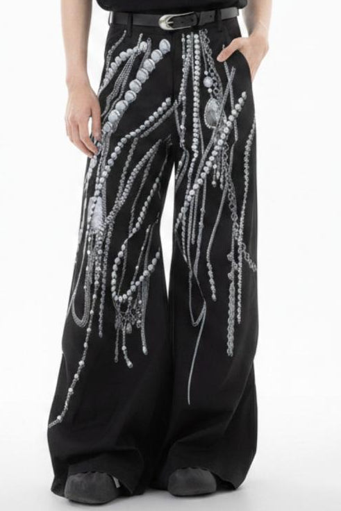 Wide-leg studs pants  na2611