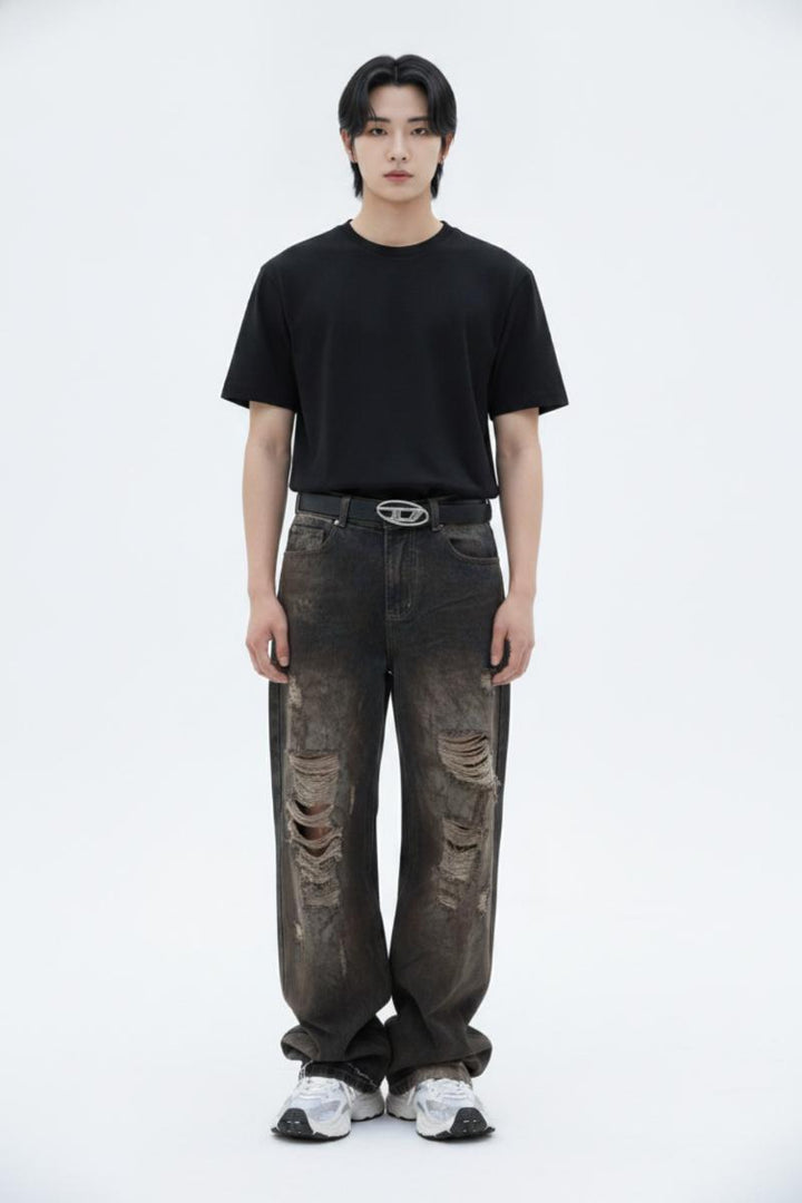 Distressed Wide Jeans  na2624