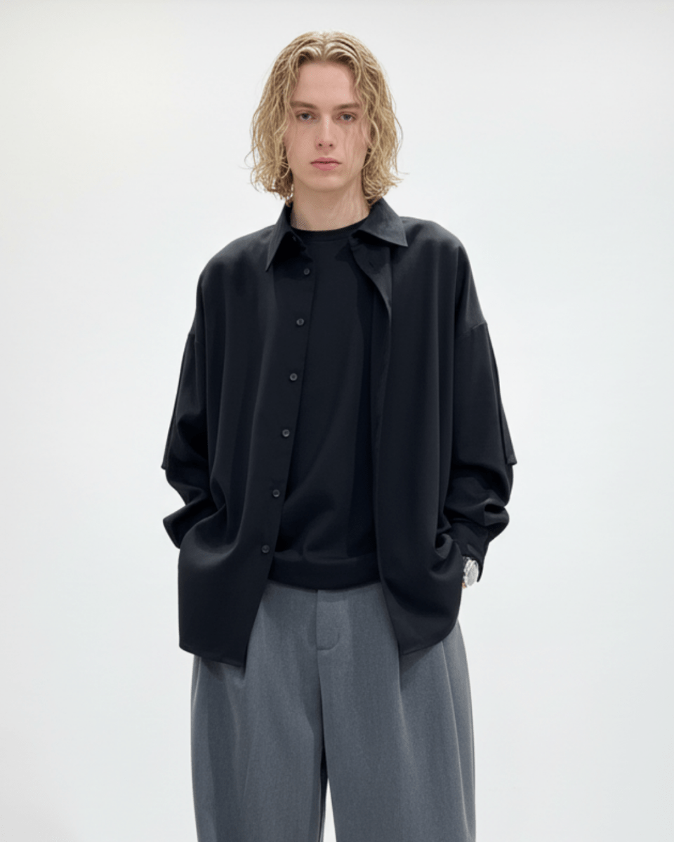 【Nanostudio】Oversized Minimal Shirt na2227