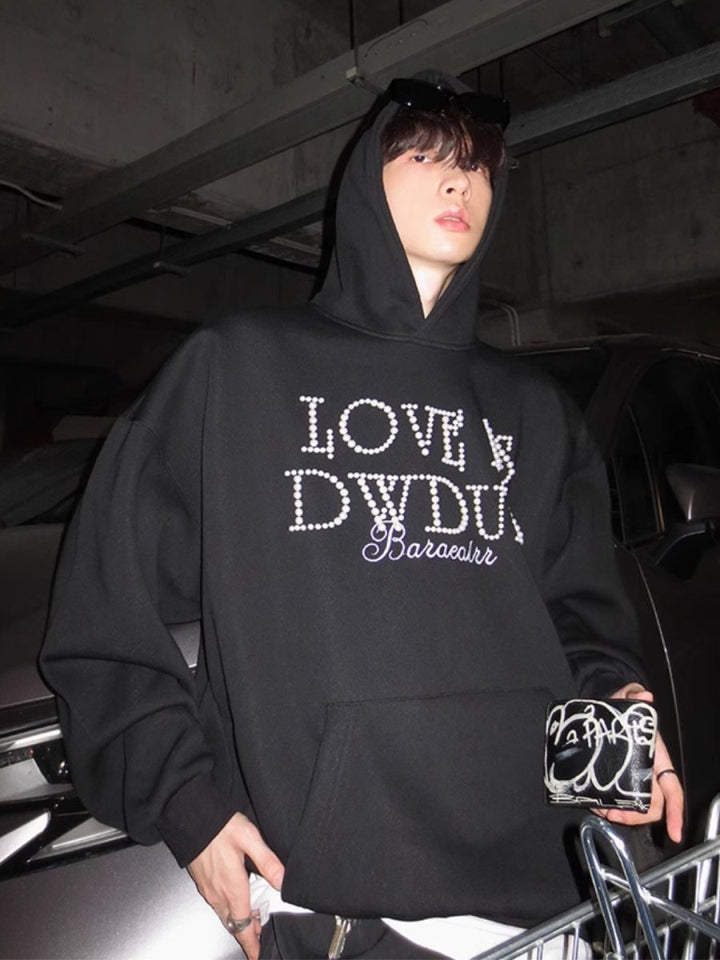 【JH HOMME】letter print pearl hooded na1560