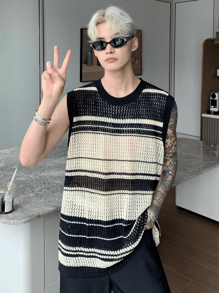 [CUIBUJU] Striped knitted undershirt na1173