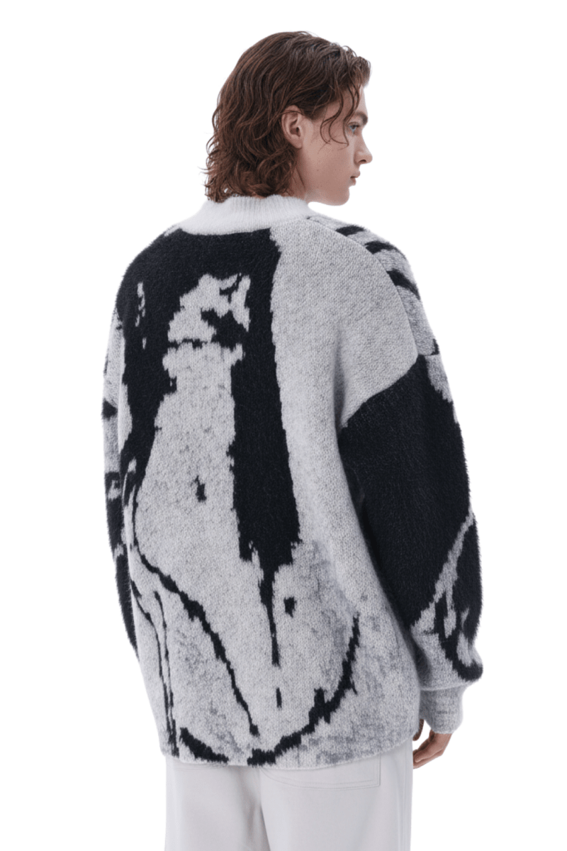 Abstract Pattern Zip Knit Cardigan na2403