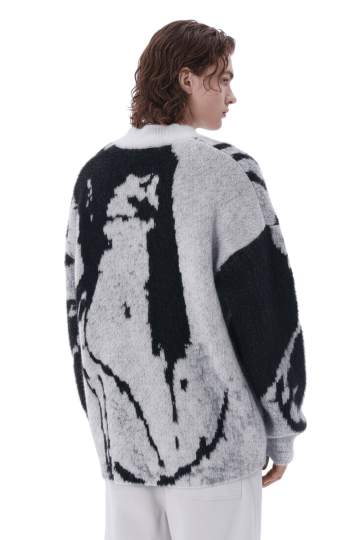 Abstract Pattern Zip Knit Cardigan na2403