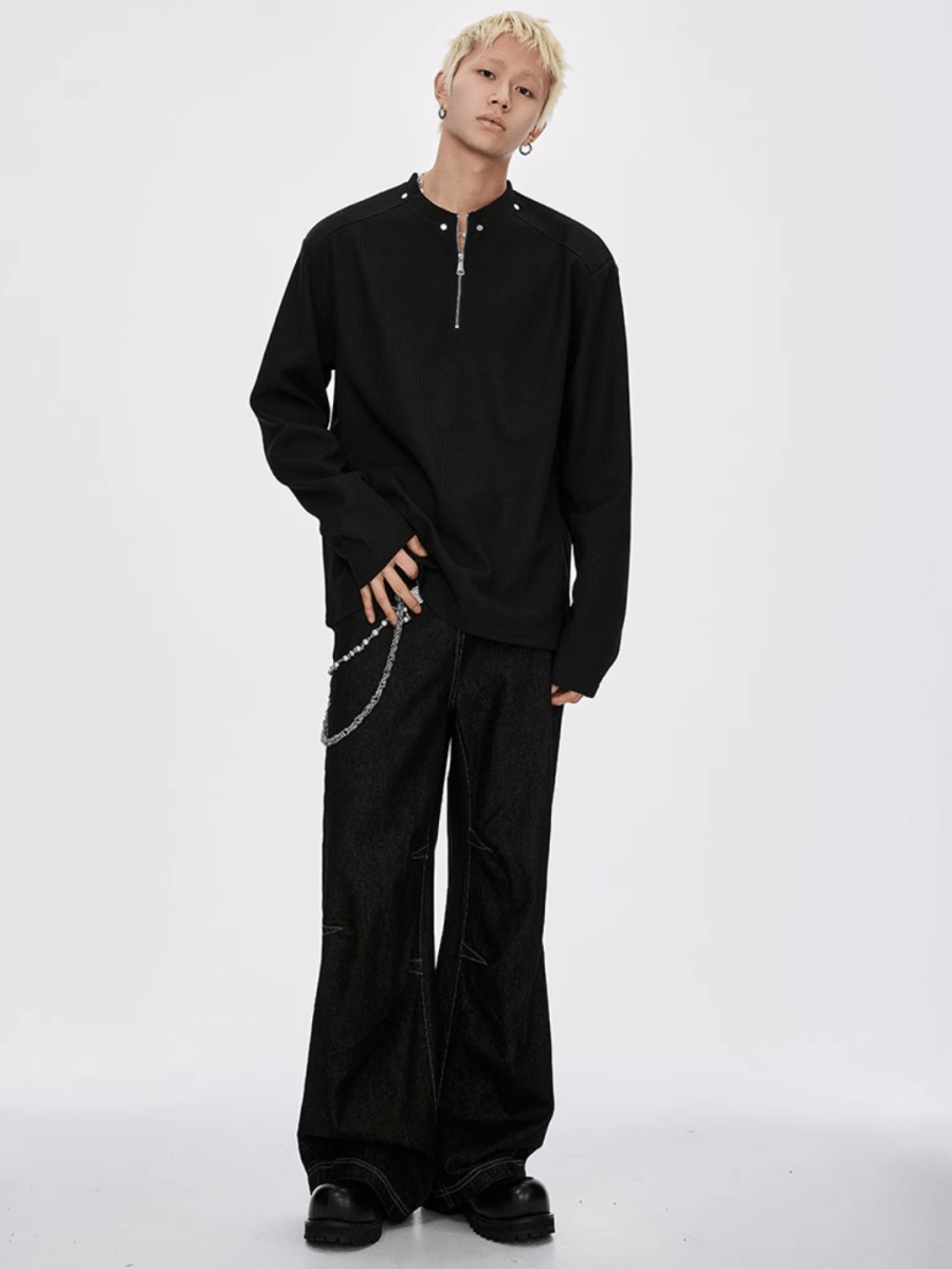 long-sleeved half-zip T-shirt na1947