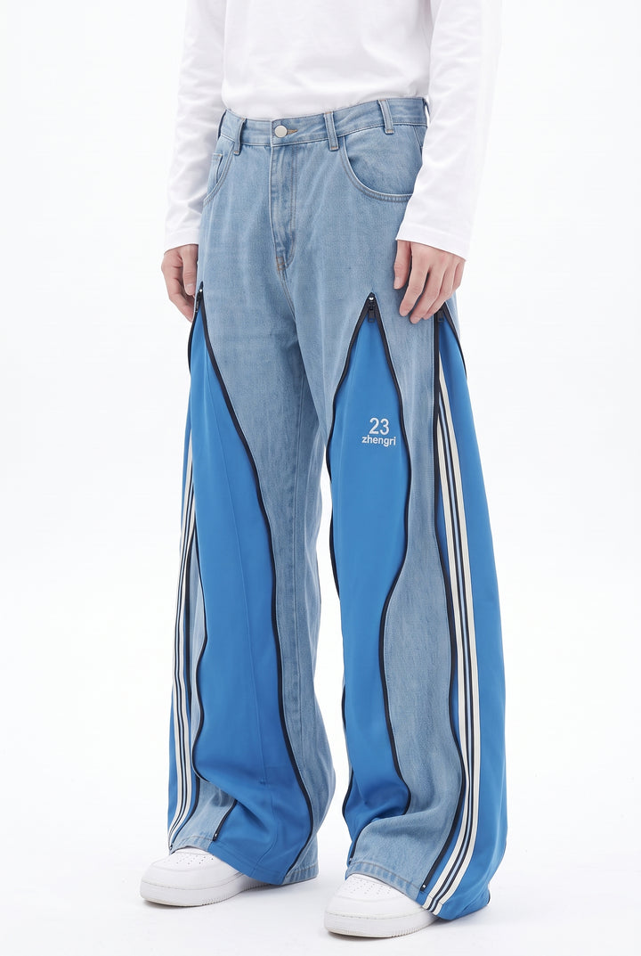 Patchwork Wide Jeans na2842
