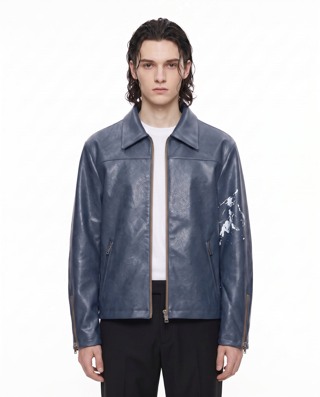 Blue Leather Jacket na2952