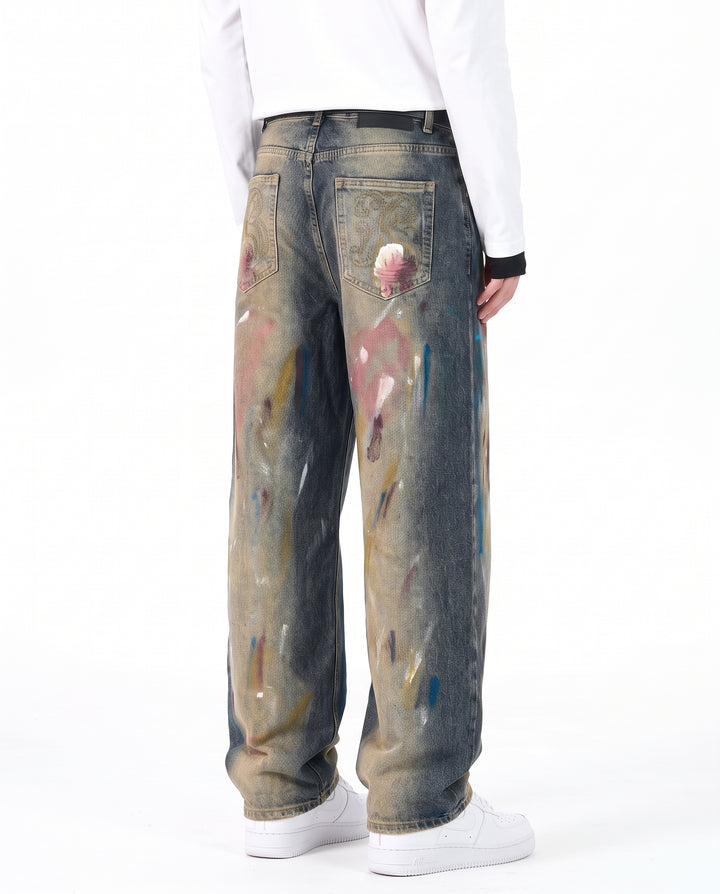 Painted Wide Jeans na3190