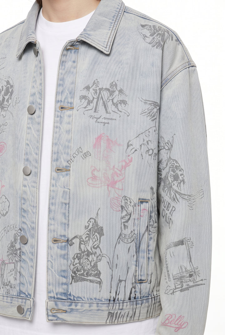 Graphic Denim Jacket na2806