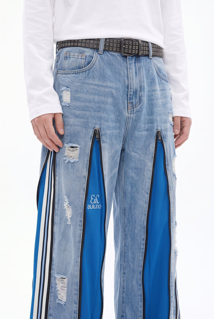 Patchwork Wide Jeans na2841