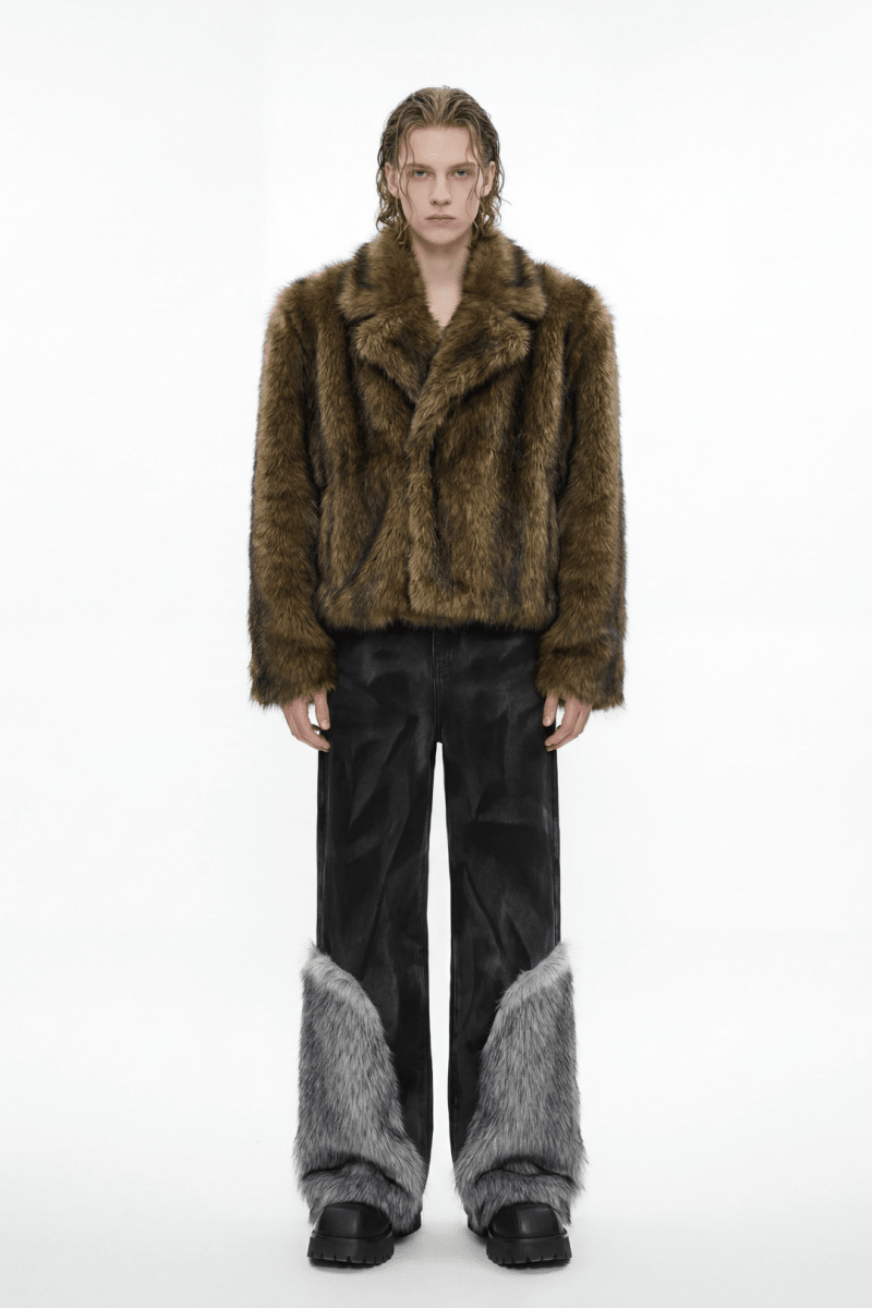 Faux Fur Trim Wide Pants na2379