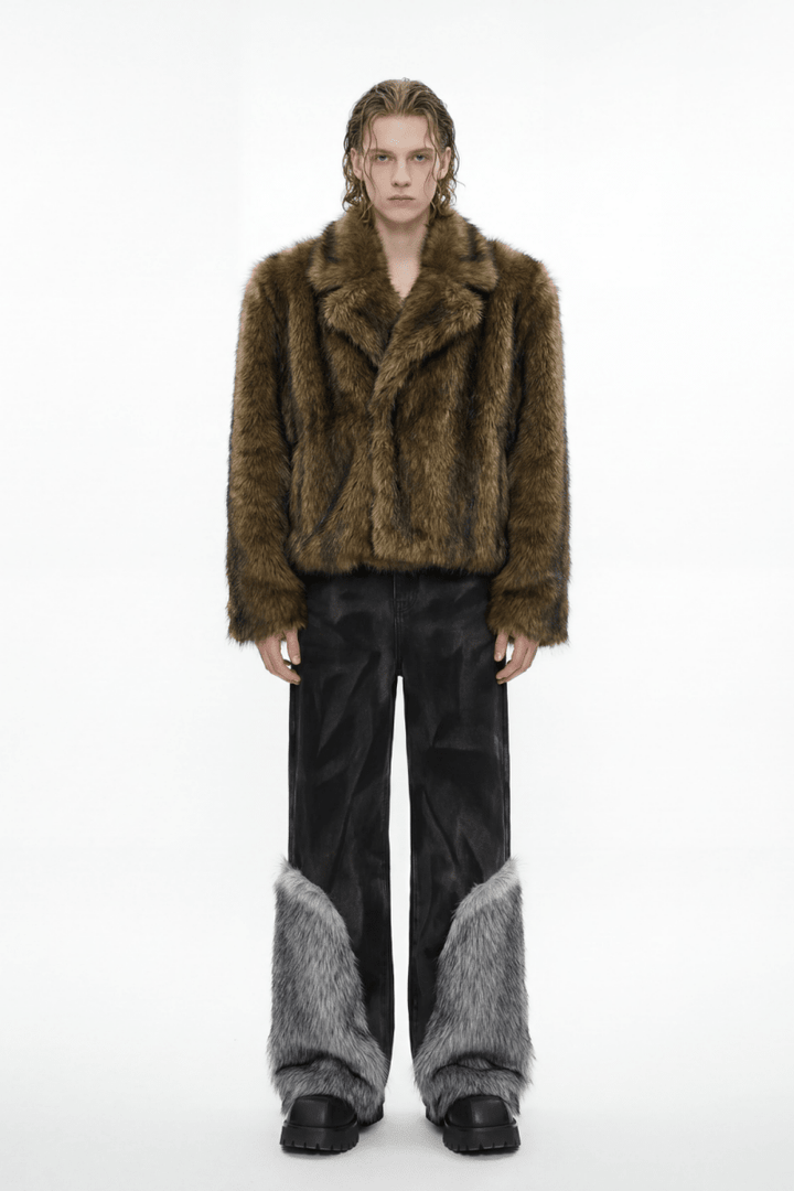 Faux Fur Trim Wide Pants na2379