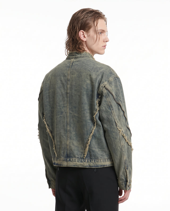 Distressed Denim Jacket na3197