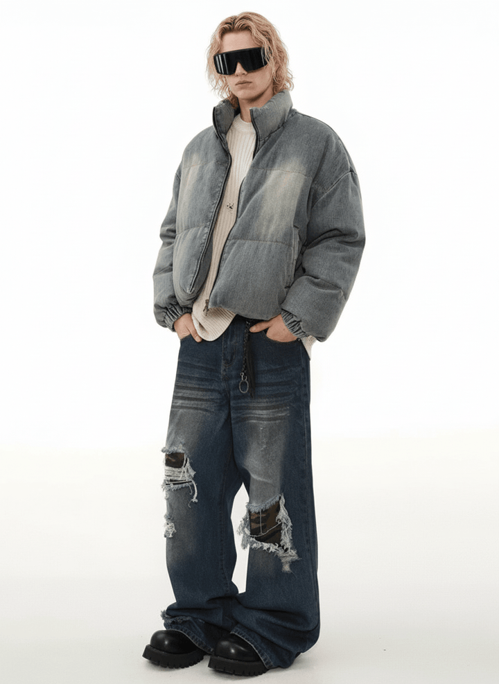 [MRNEARLY] washed denim down jacket na1757