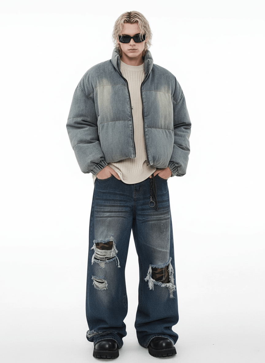 [MRNEARLY] washed denim down jacket na1757