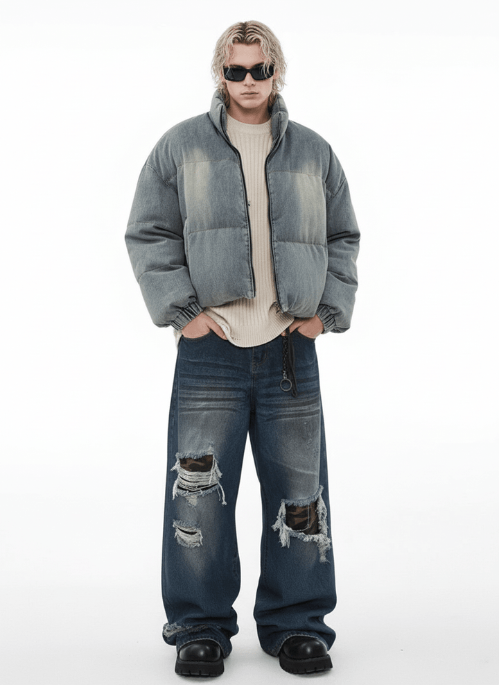 [MRNEARLY] washed denim down jacket na1757