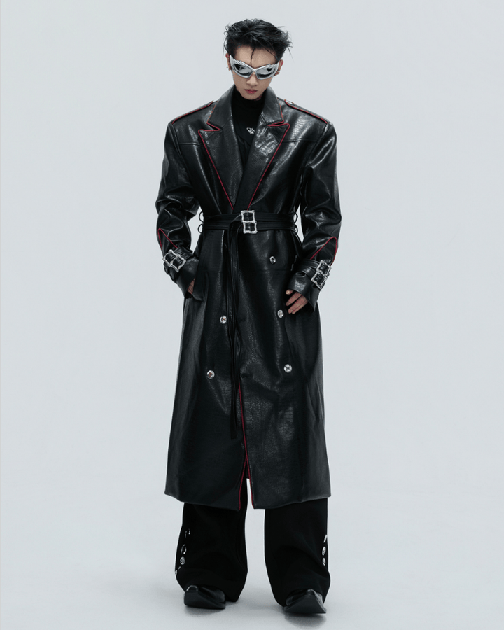 [ArguE CulturE] Noir Blade Leather Trench na2258